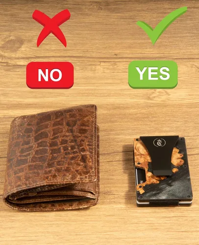 Vista 4 de Chosmoos - Cartera minimalista para hombre con clip para dinero, ligera y delgada