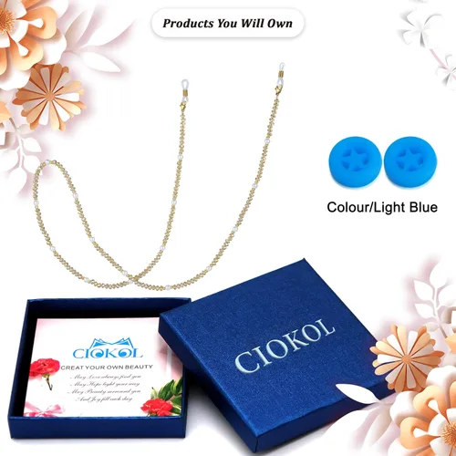 Vista 6 de CIOKOL Cadena multifuncional para gafas elegante soporte para gafas, collar y cordón para máscara para mujeres de moda