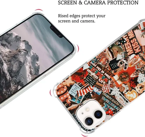 Vista 5 de Funda de teléfono con collage de invierno para iPhone 13 Pro Max, funda de collage de Navidad para niñas, mujeres y hombres, funda única de TPU
