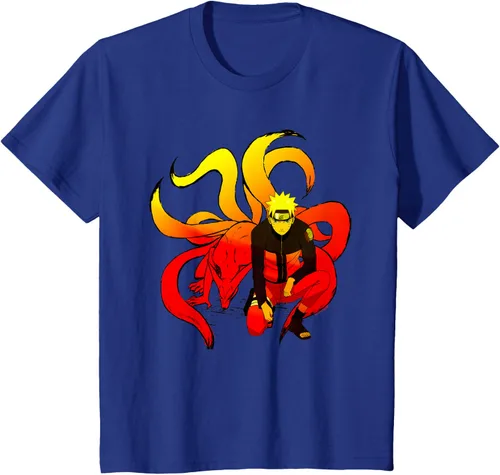 Vista 41 de Naruto Shippuden Naruto and 9 Tails - Camiseta de manga corta Negro