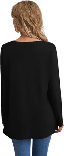 Vista 2 de AGSEEM Camisas para mujer, camisas de entrenamiento de manga larga para mujer, dobladillo irregular
