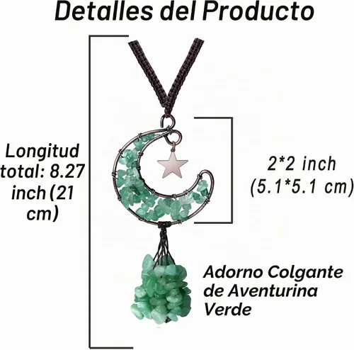 Vista 5 de DUQGUHO Accesorios Verdes para Coche - Accesorios para Colgar en el Espejo Retrovisor de Cristal de Aventurina - Decoración de Coche Linda Hippie