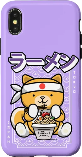 Vista 4 de Funda Kawaii para iPhone 15 Ramen Dog Shiba Ramen Fideos Estilo Japonés