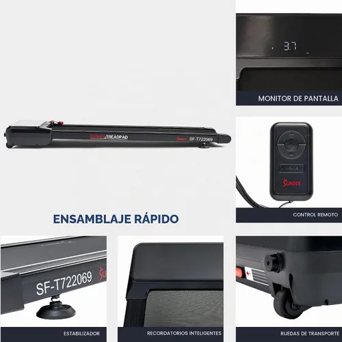 Vista 5 de Sunny Health & Fitness Treadpad Auto Incline Treadmill Walking Pad
