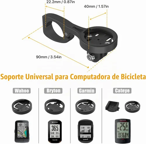 Vista 3 de Soporte para computadora de bicicleta para barras aerodinámicas, diseñado Negro
