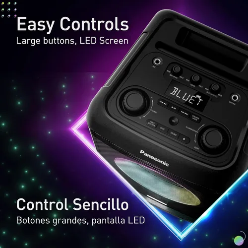 Vista 7 de Panasonic BMAX Altavoz Portátil Bluetooth, 75W Boost de Graves, Batería de Larga Duración, Inalámbrico, 7 Colores de Luz y 12 Patrones con Flash