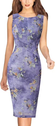 Vista 2 de VFSHOW - Vestido tubo con cremallera frontal para mujer diseño con retazos de encaje para cóctel trabajo negocios fiesta