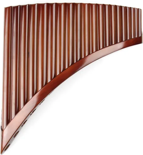 Vista 12 de Flauta de sartén de bambú natural con llave E, instrumento musical tradicional chino, tubos marrones, fáciles de aprender con caja negra