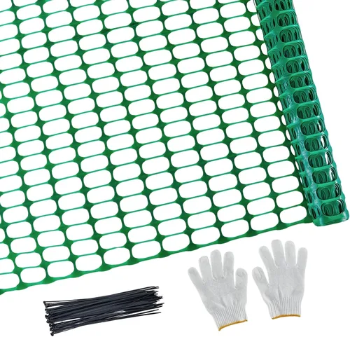 Vista 6 de PotatoLife Valla de seguridad de malla de plástico, 2 rollos de 4'x100' con 100 bridas, red temporal reutilizable para valla de jardín