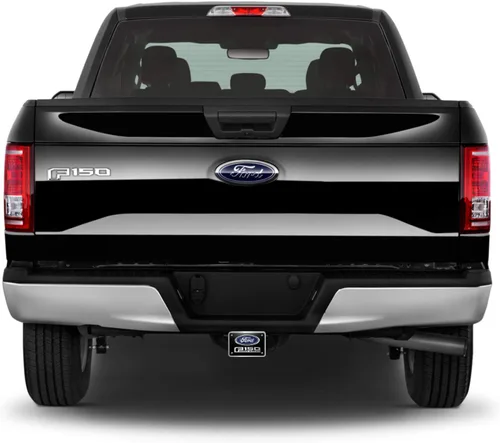 Vista 3 de iPick Image Para Ford F-150 Lariat 3D Negro Grueso Sólido Billet Aluminio 2 Pulgadas Enganche De Remolque Cubierta - Con Licencia Oficial