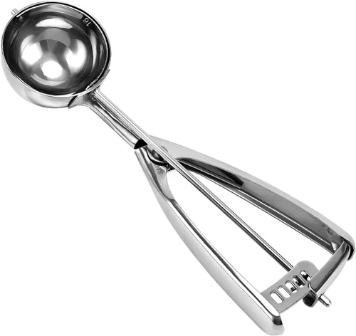 Vista 11 de Saebye Cuchara de 4 onzas, cuchara para galletas #8, cuchara grande para helado con gatillo, cuchara para porciones, cuchara para magdalenas