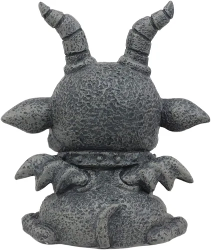 Vista 5 de Ebros - Figura gótica de gárgola de bulldog con cuernos y Agamon, pequeña estatua de decoración de fantasía mítica de 3.75 pulgadas de alto como