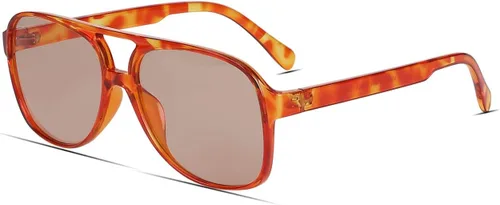 Vista 20 de Freckles Mark Lentes de sol clásicos estilo retro de los años 70 para mujeres y hombres, montura estilo aviador, cuadrada, grande y de moda
