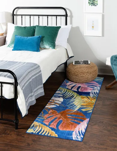 Vista 15 de Unique Loom Blossom Collection - Alfombra rectangular de 2 x 3 pies, color marfil y azul
