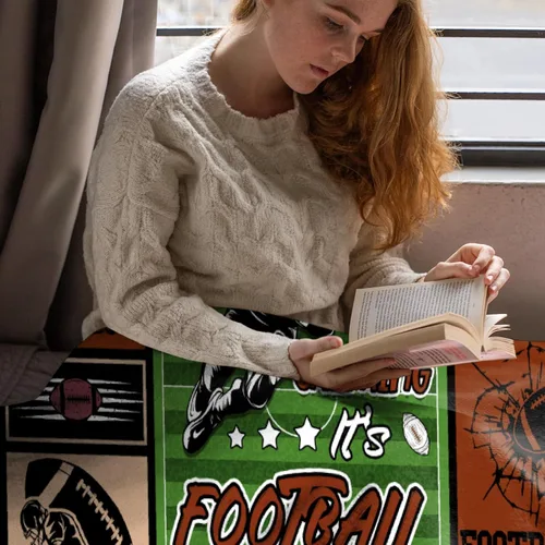 Vista 5 de Manta de regalo de franela de forro polar de fútbol, ligera y suave, bonita manta acogedora para cama, sofá, viajes al aire libre, 30 x 40 pulgadas