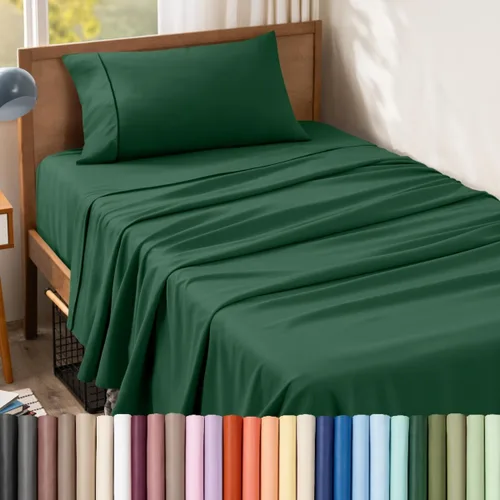 Vista 134 de Bare Home Juego de Sábanas Twin - Sábanas de Cama de Microfibra Ultra-Suave 1800 - Doble Cepillado - Bolsillos Profundos - Ajuste Fácil - Extra