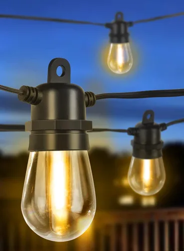 Vista 7 de DGE - Cadena de luces LED exteriores, impermeable e inastillable IP65, adorno de patios, jardines, glorietas, porches, luz blanca tenue