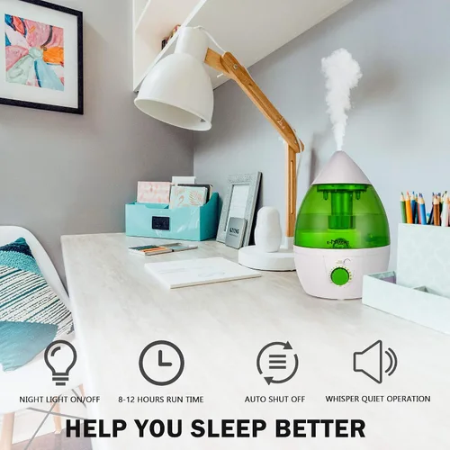 Vista 3 de TRY & DO Humidificador de plantas pequeñas para interiores hasta 12 horas Humidificador de aire 1L con luz nocturna opcional humidificadores