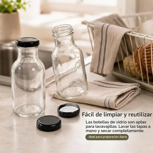 Vista 8 de Kingrol Paquete de 16 botellas de 8 onzas para salsa picante con tapas de rosca a prueba de fugas, botellas de vidrio de boca ancha con tapas