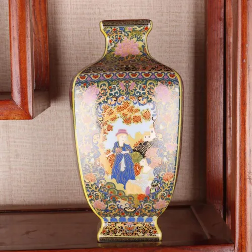 Vista 22 de Jarrón chino de porcelana de cerámica para decoración del hogar, florero japonés de 10.5 pulgadas, recipiente sofisticado para ramas decorativas