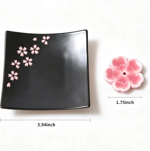 Vista 3 de Soporte de cerámica japonesa hecho a mano para incienso o quemador de incienso, bandeja única para recoger cenizas y regalo decorativo, decoración