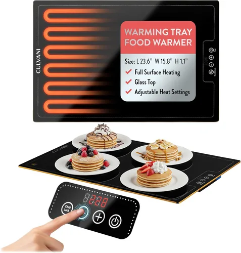 Vista 10 de ThermaPlate - Bandeja de calentamiento grande Calentador eléctrico de alimentos de vidrio de 31.5 x 17.5 pulgadas para cocina, fiestas y bufés