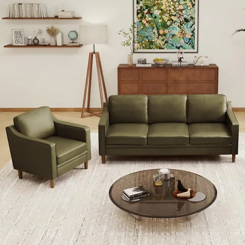 Vista 78 de Kingfun Sofá en Forma de L de 88", Sofá Seccional de Chenilla, Sofás Modernos de Mediados de Siglo con Marco de Madera Maciza para Sala de Estar