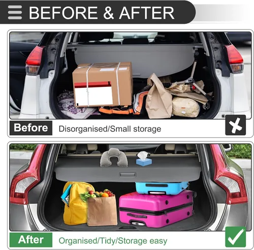Vista 2 de Cubierta retráctil para maletero trasero para Toyota RAV4 2014-2018, cubierta de carga retráctil antimiradas, cubierta de carga para maletero