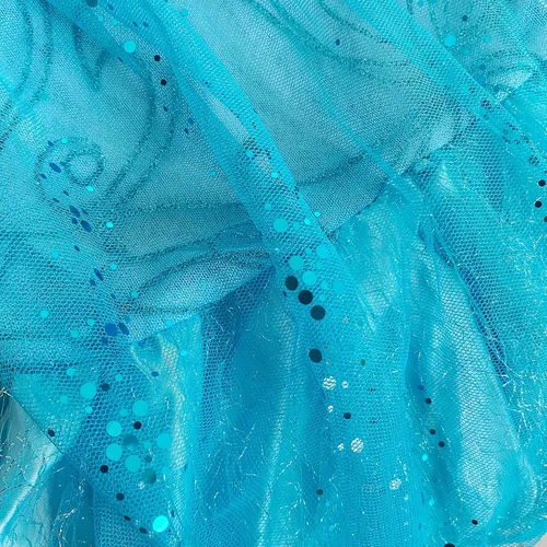 Vista 4 de FUMY Vestido de princesa Elsa para niña de 3 a 8 años, disfraz de Navidad, fiesta de cumpleaños, vestido con corona, peluca, varita y guantes