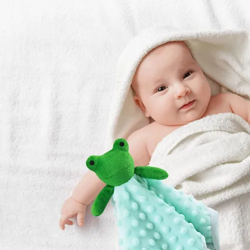 Vista 5 de Manta de seguridad suave de rana verde para bebé, manta de felpa con personaje de rana, regalo de baby shower/cuarto de bebé, manta para acurrucarse
