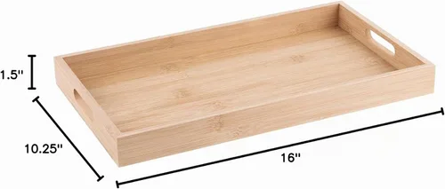 Vista 8 de Bandeja de bambú para servir decoración de bambú – Bandeja de bambú de desayuno anidado de cinco piezas – Bandejas de madera para organizar
