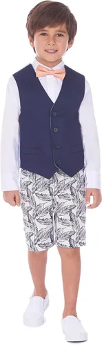Vista 2 de Izod Conjunto de chaleco de 4 piezas para niño con camisa de vestir corbatín pantalones cortos y chaleco
