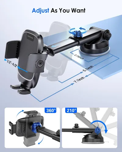 Vista 5 de pop-tech Soporte de teléfono para automóvil, [succión de grado militar] Soporte universal para teléfono celular para la ventana del parabrisas