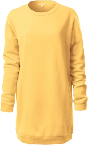 Vista 18 de MixMatchy Sudadera casual de forro polar con cuello en V para mujer, manga larga, túnica para otoño e invierno Negro (cuello redondo)