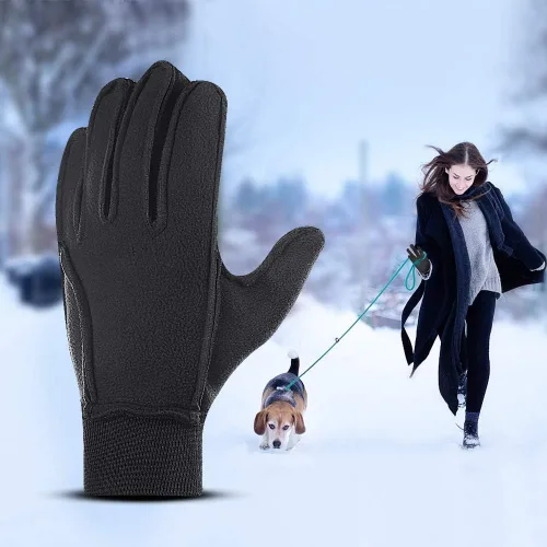 Vista 8 de LERWAY Guantes cálidos de invierno, guantes térmicos negros cálidos para hombres y mujeres, impermeables, para pantalla táctil, antideslizantes