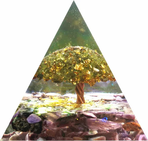 Vista 10 de Árbol de la vida hecho a mano Orgonita Pirámide Peridoto con Piedra de Cristal de Obsidiana Positivo Reiki Generador de Energía Curativa Colección