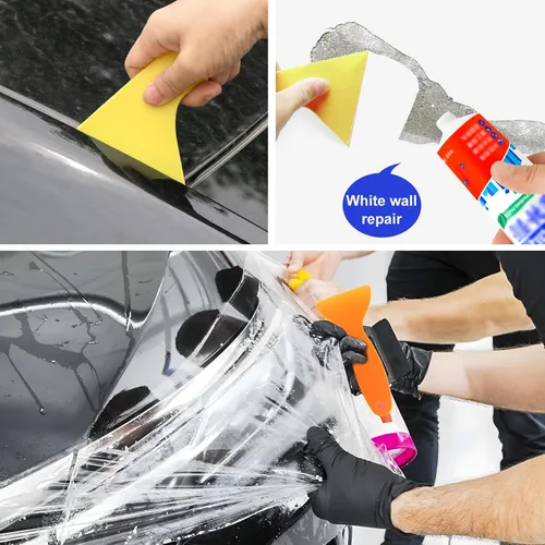 Vista 5 de Kit de herramientas de envoltura de vinilo Dickno de 4 piezas con borde de fieltro, herramienta de envoltura de vinilo para auto, kit de tintado