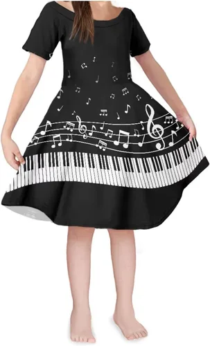 Vista 39 de SEANATIVE Vestido de manga corta para niñas de 3 a 14 años Black Bow Ghost