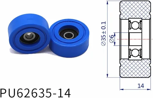 Vista 2 de SSIMOO Diameter 35mm, PU Polyurethane Bearing,Rubber Coated Soft Pulley/Roller, Width 14mm Kindly