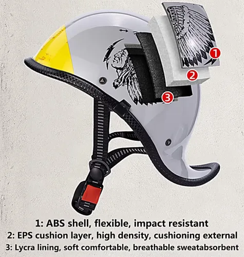 Vista 3 de Casco retro para motocicleta, aprobado por DOT, para adultos, hombres y mujeres, estilo alemán vintage, casco de media cara para scooter