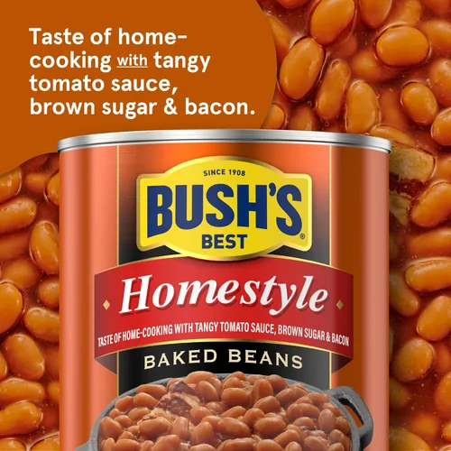 Vista 3 de BUSH'S BEST Frijoles horneados caseros enlatados de 16 onzas, fuente de proteína y fibra a base de plantas, bajos en grasa, sin gluten