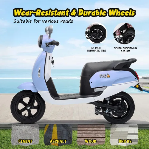 Vista 5 de Motocicleta para niños, ciclomotor eléctrico de 24 V 250 W para Azul