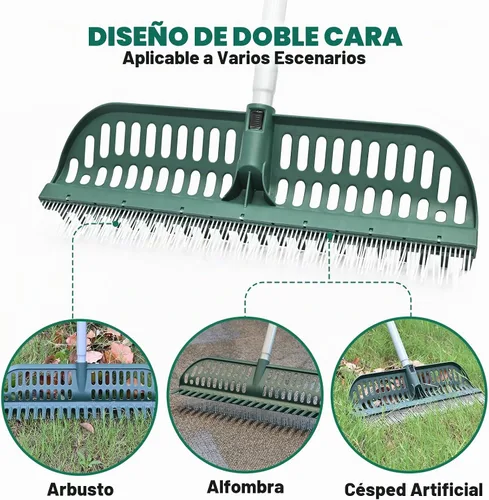 Vista 3 de [Usado] SOYUS Rastrillo de césped artificial, barredora de césped 2 en 1 para alfombras y césped de jardín