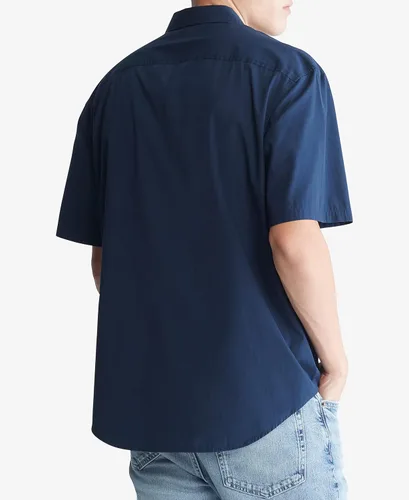 Vista 2 de Calvin Klein Mens Solid Pocket Button-Down Short Sleeve Easy Shirt