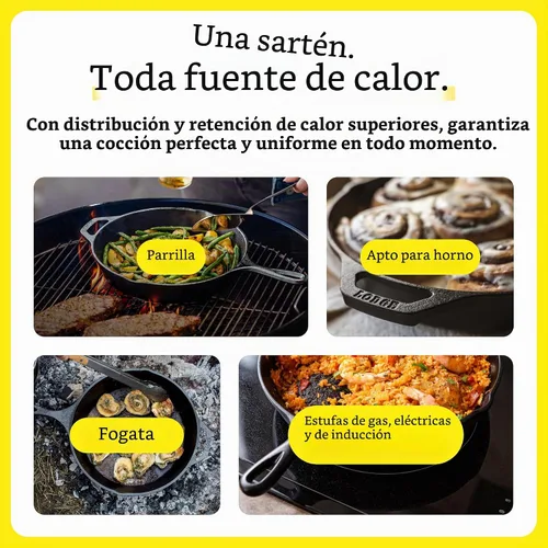 Vista 5 de Lodge Sartén de hierro fundido pre-sazonado, 10.25 pulgadas, iconos de EE Sartén de hierro fundido de edición limitada para horno, estufa, parrilla