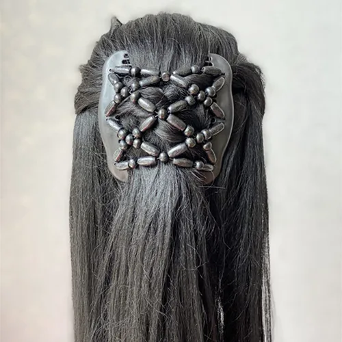Vista 4 de Peines laterales mágicos para el cabello para mujer, con cuentas de madera, elásticos, doble cabello, clips para hacer moños, accesorios