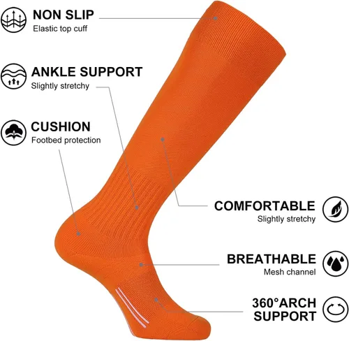Vista 3 de FITRELL Paquete de 23 calcetines de fútbol para jóvenes, niños y adultos, calcetines de béisbol y softbol para hombres, mujeres, niños y niñas