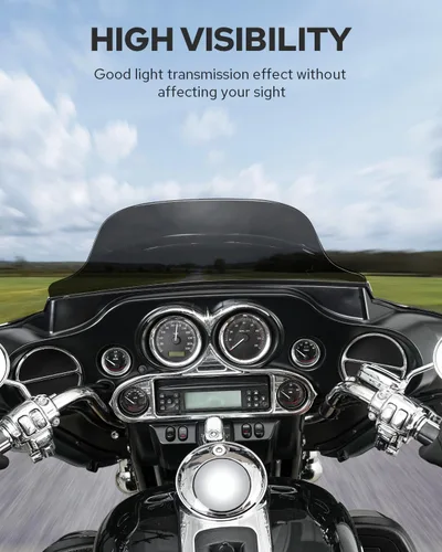 Vista 9 de Benlari - Parabrisas negro de 8" para motocicleta, compatible con Harley Davidson Touring Street Glide Electra Glide Tri Glide FLHT FLHX FLHTK FLHTC