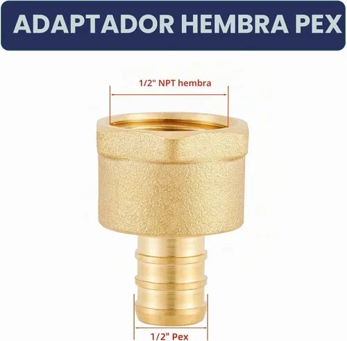 Vista 2 de Accesorios Pex de latón sin plomo de 1/2 pulgada, adaptador hembra de 1/2 Pex, adaptador roscado hembra PEX 1/2 "x 1/2" NPT hembra, 1/2 pulgada Pex