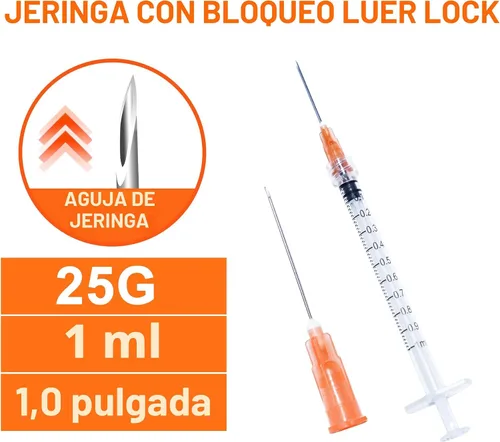 Vista 2 de 0.03 fl oz, 100 jeringas de 0.88 oz de 1 pulgada con aguja, jeringa Luer Lock de aguja, paquete sellado individualmente para laboratorios